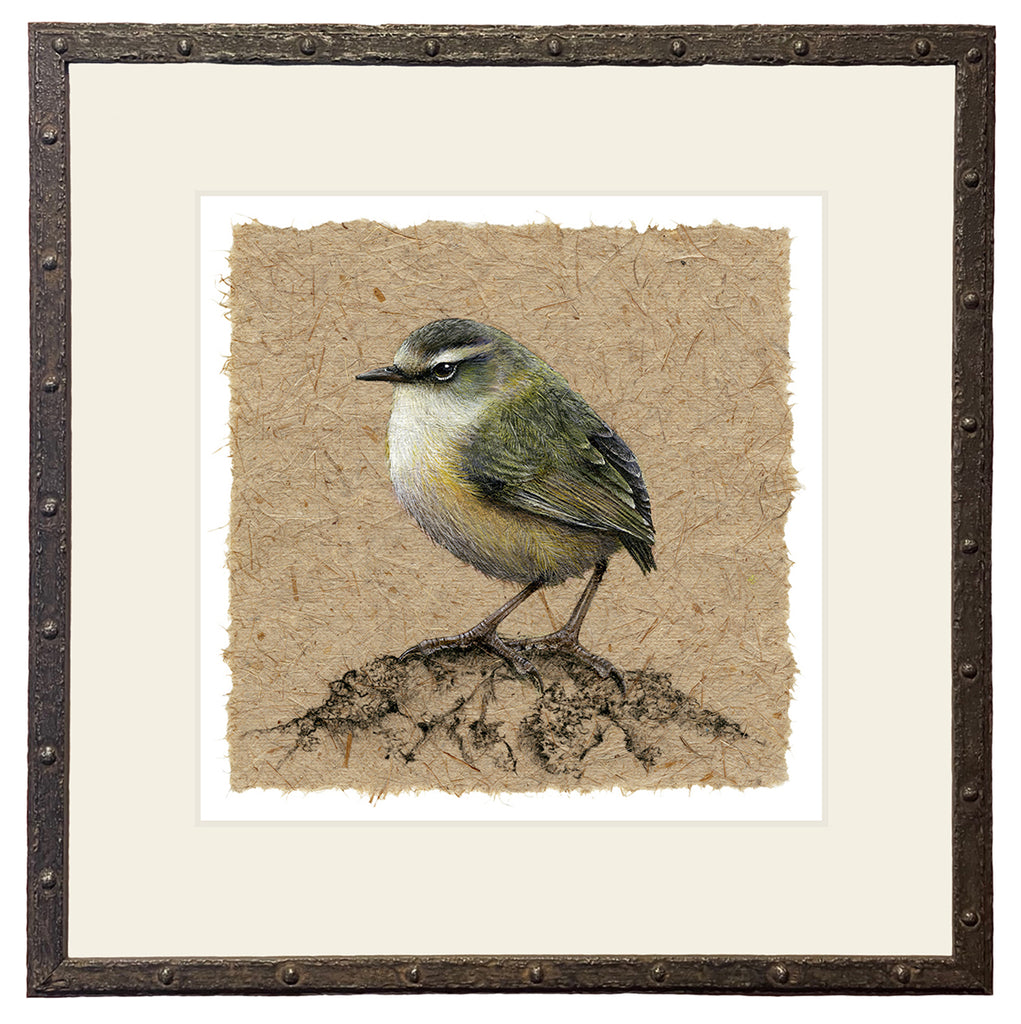 Rustic dots frame with mist mount. Metal look wooden frame.