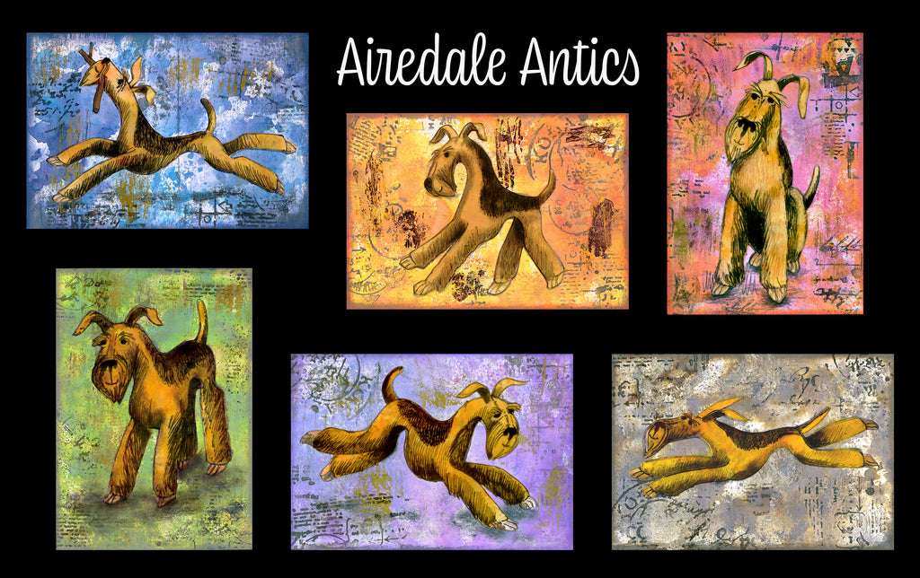Set of 6 Airedale Antics cards