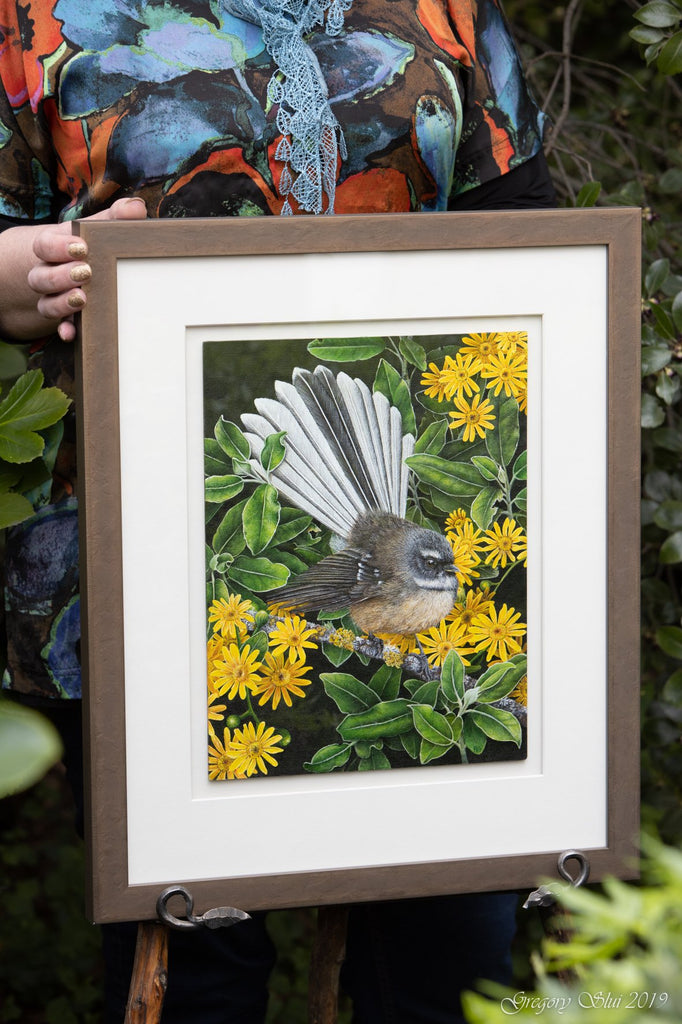 Fantail in Tree Daisy